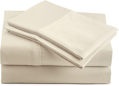 #ad Peru Pima Cotton Breathable Deep Pocket 415 Thread Count Solid 4 Piece Bed She $96.24