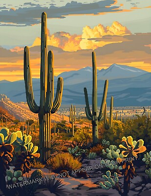 #ad #ad Saguaro National Park AZ Autumn Sonoran Desert Cactus Giclée Art Print 8.5X11 $9.35