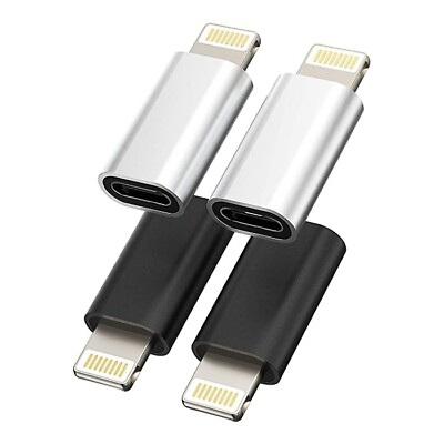 4Pack USB C Female to Lightning Male Adapter for iPhone Connect Charger $11.96