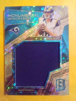 #ad 2017 Panini Spectra Monumental Blue Prizm Jared Goff Jersey Patch NICE #35 99 $25.00