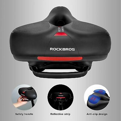 #ad ROCKBROS Bike Large Saddle Seat Dual Shock Absorbing Soft Cushion Pad Breathable $21.99