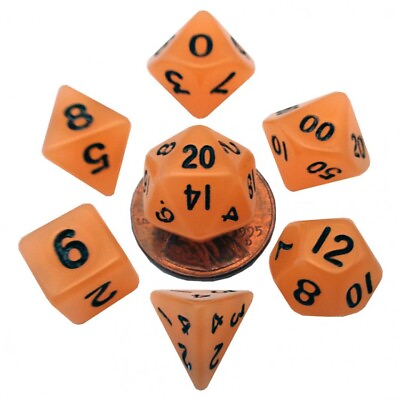#ad Polyhedral RPG Sets 7 Set Mini: 10mm: Glow OR w BK Numbers $6.82