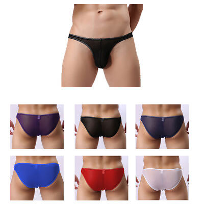 #ad Sexy Men Briefs Sheer See Through Boxer Mesh Underwear Shorts Trunks Underpants $6.35