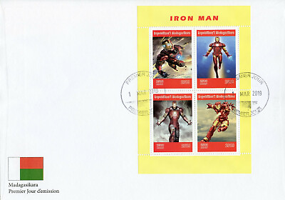 #ad Marvel Superheroes Stamps Madagascar 2019 FDC Iron Man Comics 4v M S GBP 13.75
