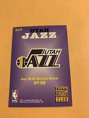 #ad #26 Utah jazz Super Team 1993 94 Stadium club Set Break members only $5.49