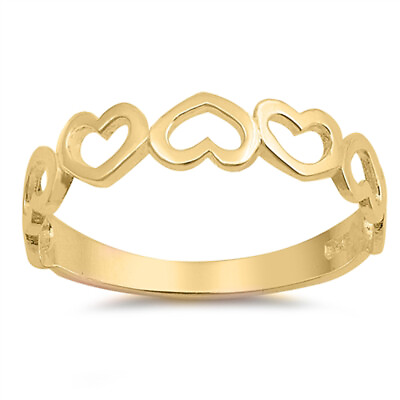 #ad Gold Plated Heart Cute Love Promise Ring .925 Sterling Silver Band Sizes 4 10 $12.49