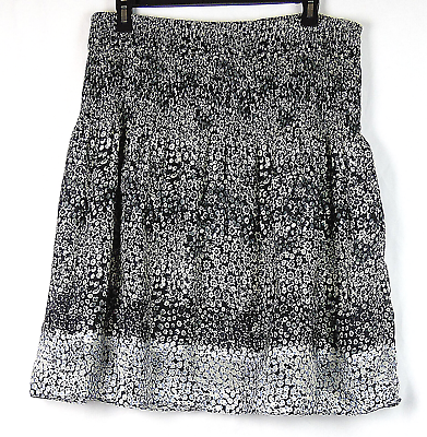 #ad NEW NWT Max Edition Black amp; Gray Floral Lined Smocked Waist Knee Length Skirt XL $23.76