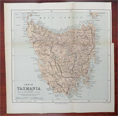 #ad Tasmania Australia Van Diemen#x27;s Land Hobart 1893 Stanford map $60.00