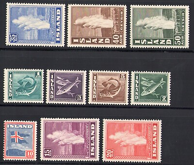 #ad 1938 39 ICELAND Various Subjects Ordinary Set Fish and Volcanoes n . 171 18 $96.31