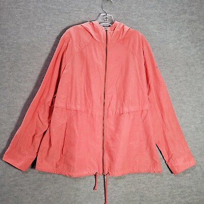 #ad VINTAGE Columbia Women Jacket 2X Pink Windbreaker Full Zip Hooded $17.94