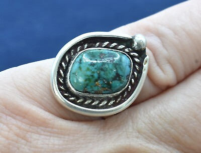 #ad Old Vintage Pawn Navajo Dine Natural Turquoise Sterling Silver Size 5 1 2 Ring $69.50