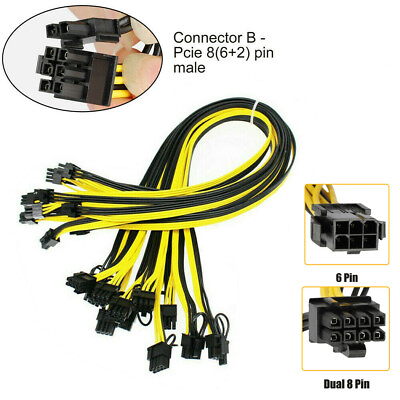 #ad 20 Pcs PCIE 6 pin Female to Dual PCI E 8 pin 62 Male GPU Power Cable Splitter $39.99