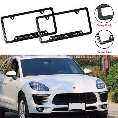 #ad Carbon fiber Gloss License Plate Frame For Porsche Aluminum Alloy US Tag Holder $19.90