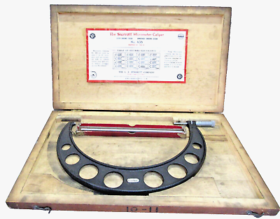 #ad Starrett #436 10 11quot; Micrometer With Original Wood Case And Standard #ZT $125.00