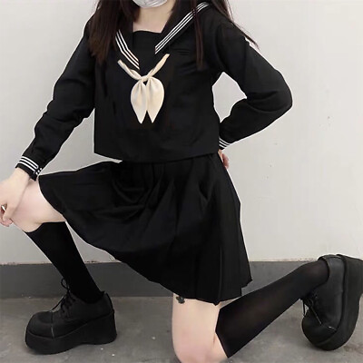 #ad New Japanese School Uniform Female Student Navy Uniform Black Suit $54.14