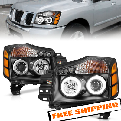 #ad Anzo Black CCFL Halo Projector Headlights w Parking LEDs for 04 07 Nissan Titan $324.90