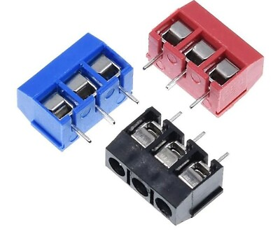 #ad 20PCS Terminal Block Screw 5.0mm KF301 3P Easy Wire Cable Connection Red Blue $9.99