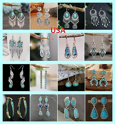 #ad New Fashion Women Turquoise Color Various Exquisite Earrings Christmas Gift $9.98