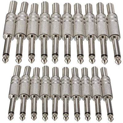 #ad 20Pcs 1 4#x27;#x27; 6.35mm Male Mono Monaural Audio Cable Jack Connector Adapter Plug US $10.80