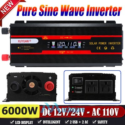 #ad #ad Car Power Inverter 6000 Watts DC 12V to AC 110V Pure Sine Wave Solar Converter $85.71
