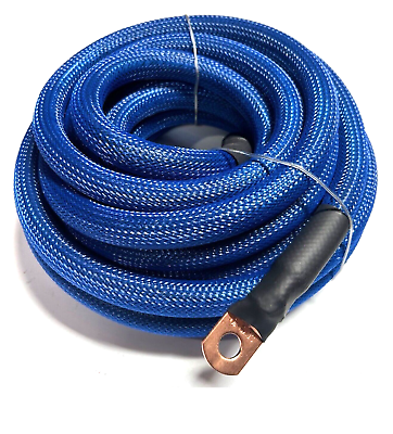 #ad 20ft 1 0 Gauge BLUE SNAKESKIN OFC Wire Strands Copper Marine Cable AWG $92.75
