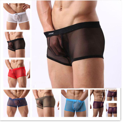 #ad Sexy Mens See through Boxer Briefs Sheer Mesh Pouch Underwear Lingerie Panties $6.59