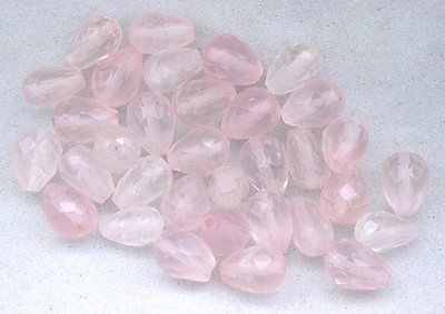 #ad TEN 9x6 to 12x8 Faceted Pear Rose Quartz Gemstone Bead Briolette CLOSEOUT PB33 $13.46