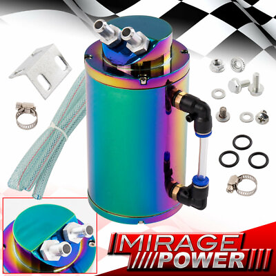 #ad NeoChrome Aluminum Oil Catch Reservoir Tank Can 350ML Breather Filter JDM Engine $17.99