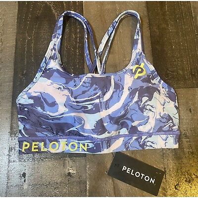 #ad NWT PELOTON X WITH WOMENS SPORT BRA SIZE XS ORION MARBLE STRAPPY BLUE MESH $34.00