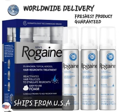 #ad EX:1 25🆕️Men#x27;s Rogaine 5% Minoxidil Hair Regrowth Treatment Foam 3 Mo❗️must 👀 $48.99