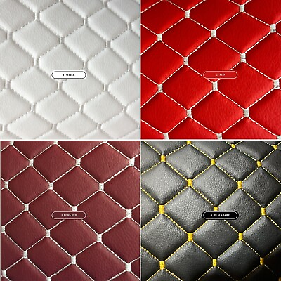#ad Stitched Vinyl Synthetic Leather Auto Upholstery Material 2quot;x2quot; 5x5cm Rhombus $33.00