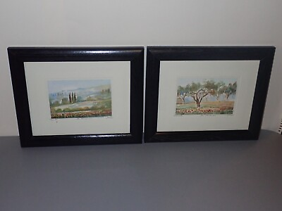 #ad 2x Original Watercolors San Gimignano Countryside Tuscany Italy Paintings $50.00