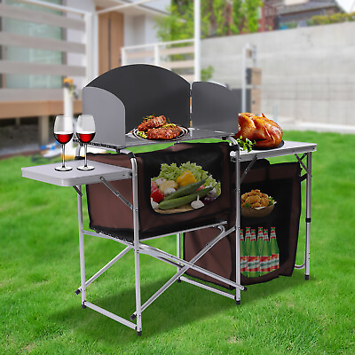 #ad Outdoor Kitchen Foldable Grilling Stand Portable Camping Grill Table BBQ Table $72.20