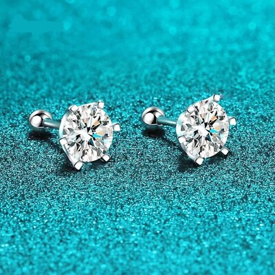 #ad 0.3ct Earrings White Gold Diamond Test Pass Lab Created VVS1 D Excellent GBP 165.00