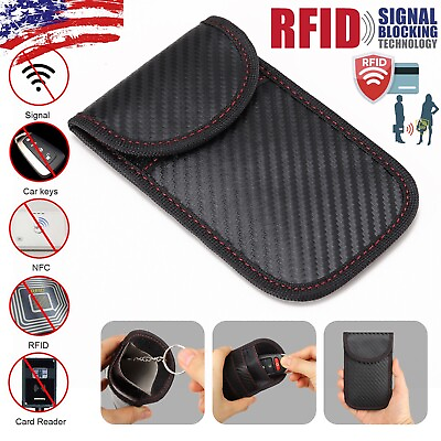 #ad Faraday Bag RFID Key Signal Blocking Shielding Pouch Cell Phone Blocker Wallet $5.79