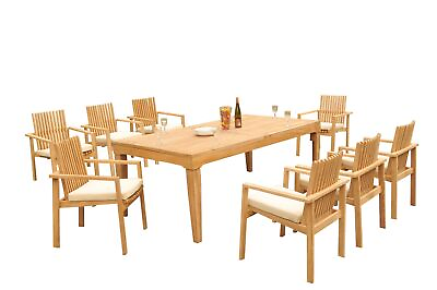 #ad A Grade Teak 9pc Dining Caranas Rectangle Table Clipper Stacking Arm Chairs Set $3327.51