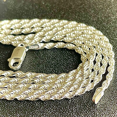 #ad Italy Sterling Silver 925 Diamond Cut Rope Chain Necklace 2MM Free Shipping Gift $10.98