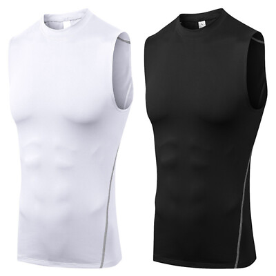 #ad Men Compression Sport Vest Tight Tank Base Layer Sleeveless T Shirt Top Singlet $9.99