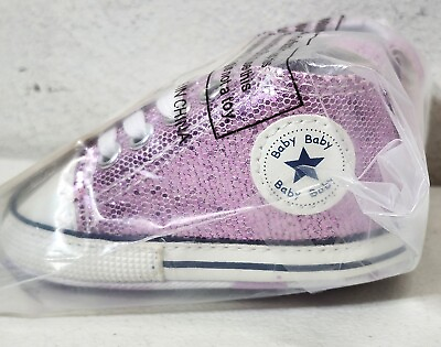 #ad Fashion Baby Shoes Purple Glitter Size 0 6 Months Sneakers NEW $6.99