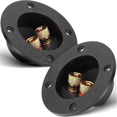#ad 2Pcs Round Subwoofer Speaker Box Terminal Cup Spring Connector Sub Plug Box NEW $10.06