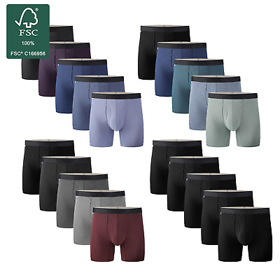 #ad BAMBOO COOL Men#x27;s Bamboo Boxer Briefs 5 Pack Underwear Trunks Moisture wicking $45.99
