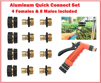 #ad 3 4#x27; Garden Hose Quick Connect Anodized Brass Aluminum 4 Females amp; 8 Males Set $14.95