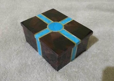 #ad Rectangle Marble Jewelry Box Turquoise Stone Inlay Work Decorative Box for Home $185.00