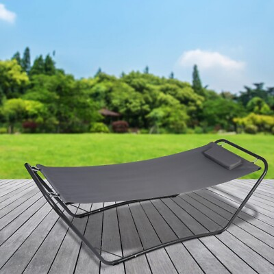 #ad LONABR Patio Hammock with Stand Pillow Outdoor Sun Bed Waterproof Camping Beach $62.99