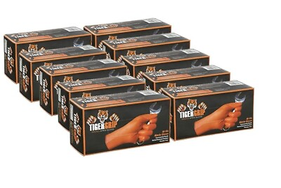 #ad Tiger Grip Nitrile Gloves 7MIL Hi VIS Orange 10 Boxes 1 Case $189.99