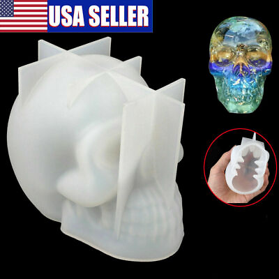 #ad DIY 3D Silicone Resin Casting Mold Skull Head Halloween Mould Tool Epoxy Craft $8.95