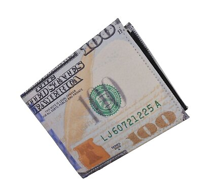 #ad Men#x27;s US 100 Dollar Bill Leather Bifold Card Photo Holder Wallet Handbag Purse $12.99