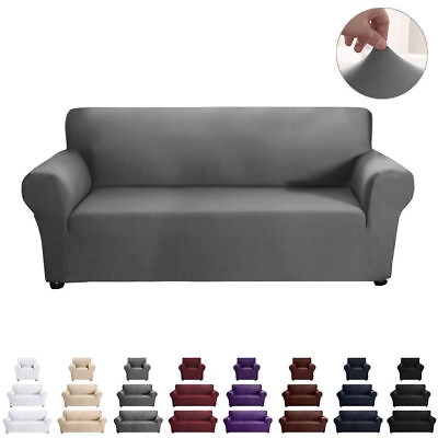 #ad 1 2 3 Seater Elastic Sofa Covers Slipcover Settee Stretch Solid Couch Protector $7.46