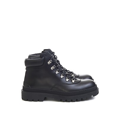 #ad DIOR 1650$ Black Leather Explorer Hiking Boots Black Oblique Jacquard $693.00