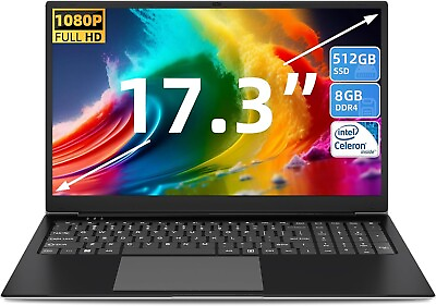 #ad SGIN 17.3quot; Laptop FHD Intel Celeron Quad Core 2.9 GHz 8GB RAM 512GB SSD HD 1080P $289.00